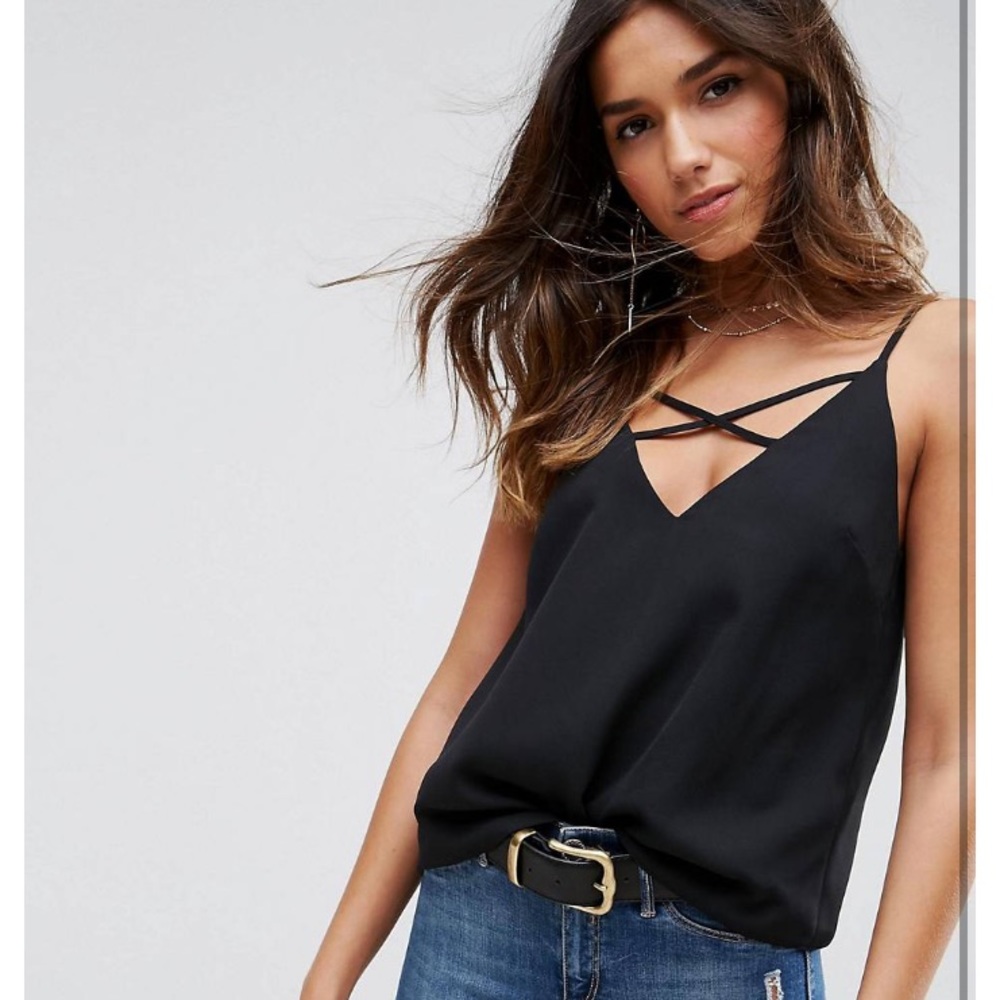 ASOS Black Criss Cross Top